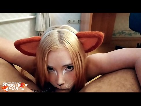 ❤️ Kitsune inomedza mboro uye nekukandira mumuromo make ❤❌